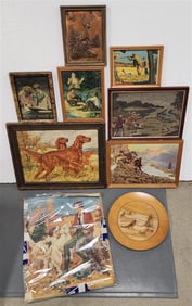 Bx 9 Pc. Artwork - Ptg. On Wooden Plate Sgnd Johann, Embossed Copper, Prints