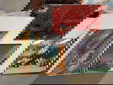 Lot 4 Pc. Artwork - O/C Of A Woman 37" X 25", Print On Canvas Sgnd Couletti 26 1/2" X 19 1/2" Poster