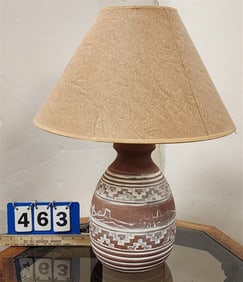 Sw Motif Terrcotta Lamp 22"