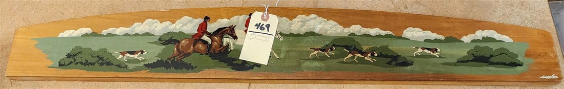 Ptg. On Board Fox Hunt Sgnd. Langelin 5 1/2" X 35 1/2": Ptg. On Board Fox Hunt Sgnd. Langelin 5 1/2" X 35 1/2"