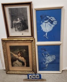 Bx 4 Framed Items - 19th C Engr. + 3 Prints