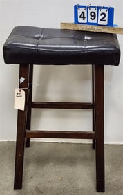 Leather Uphols. Stool 29" H X 18 1/2" W X 10 1/2" D