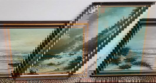 O/C Shore Scene Sgnd Edmonson 31 1/2" X 43 1/2" + O/C Shore Scene Sgnd Sabin 40 1/2" X "