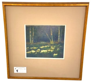 Pastel Landscape Sgnd Elizabeth Mowry 7 1/2" X 8 1/4" w/Frame 17 1/2" Sq.