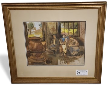Framed Watercolor Sgnd M. Soyer 10 3/4" X 13 3/4" w/Frame 19 3/4" X 22"