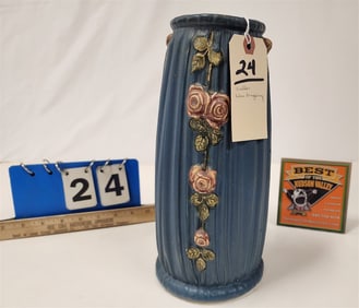 Weller Blue Drapery Vase 11 1/2"