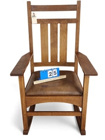Stickley Mission Style Oak Rocker 42" H X 25" W X 18 1/2" D