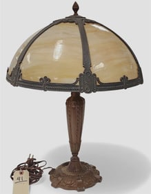 Vintage Slag Glass Table Lamp 23" H X 16" Diam.