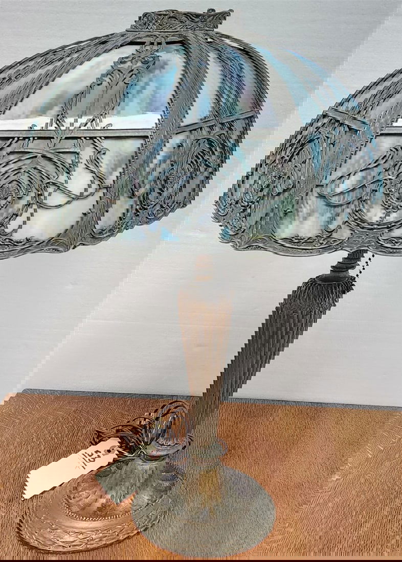 Vintage Slag Glass Table Lamp 25" H X 17" Diam. (1 of 5)