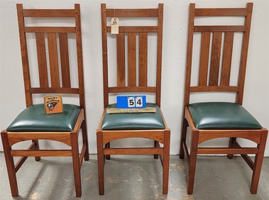 Set 3 Stickley Mission Style Cherry Side Chairs 43" H X 16 3/4" W X 14 1/2" D