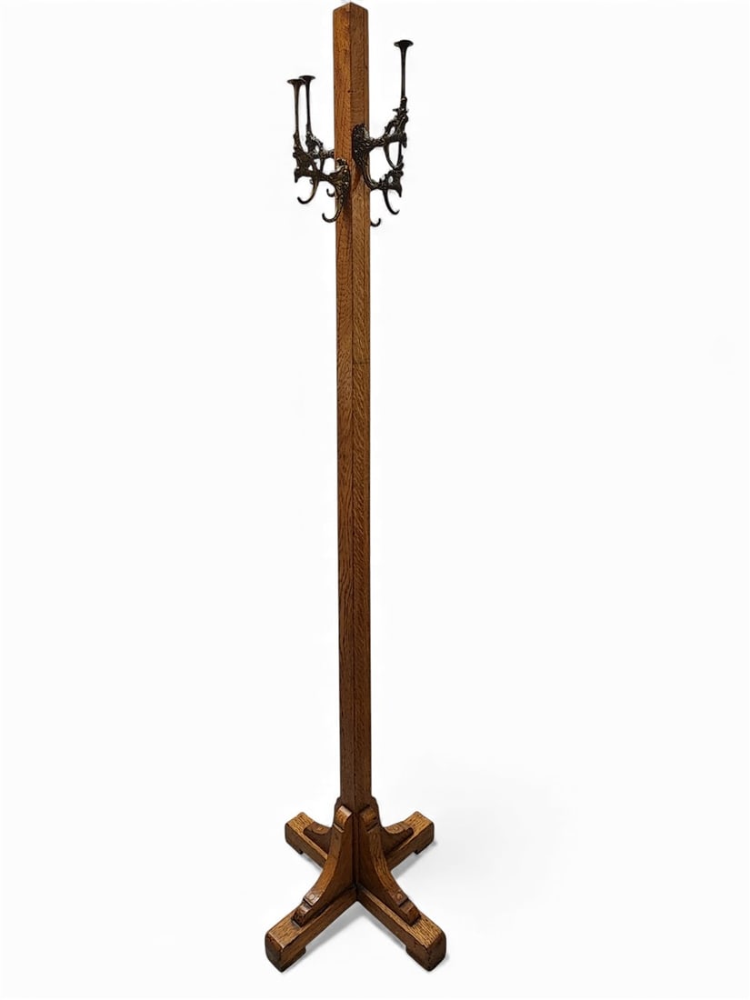 Vintage Mission Oak Hall Tree 6' H (1 of 6)