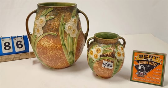 Lot 2- Roseville Jonquil Vase 10" + 6"