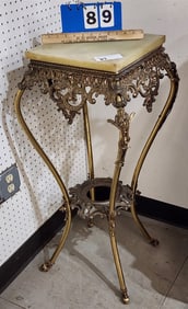 Brass Stand w/Alabaster Top 34" H X 15" Sq.