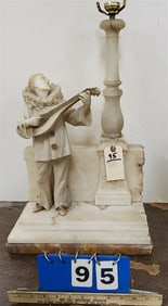 Marble Figural Lamp w/Pierrot 21" H X 14 1/2" W X 7" D