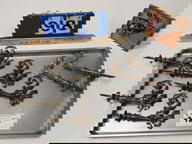 Tray Vintage Brass Coat Hooks - Set 5- 3 1/2" H X 5", Pr. 2' X 5"