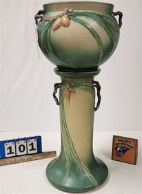 Roseville Pinecone Jardenier & Stand - Stand Has Been Repaired