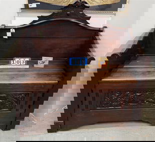 19th C Walnut Lift Seat Hall Seat 47" H X 46" W X 24 1/2" D