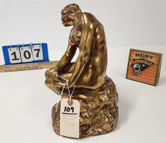 Vintage Gilt Bronze Statue Of A Woman Sgnd Paul Dubois 11"