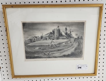 Framed Litho "Hey Rick" Pencil Sgnd Arnold Blanch 1938, (From Zulma P. Steele Estate 1979), 9 1/2"