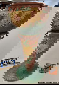 Roseville Peony Jardenier 661-10" & Stand - Base Has Been Repaired