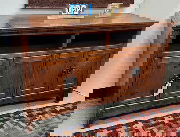 Mission Style Oak 4 Door Cabinet 29 1/2" H X 50" W X 20" D