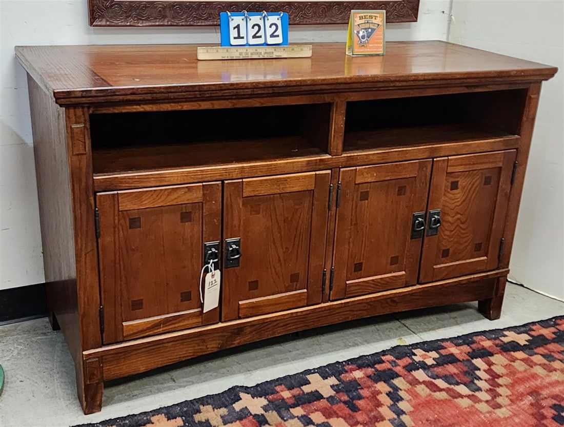 Mission Style Oak 4 Door Cabinet 29 1/2" H X 50" W X 20" D (1 of 2)