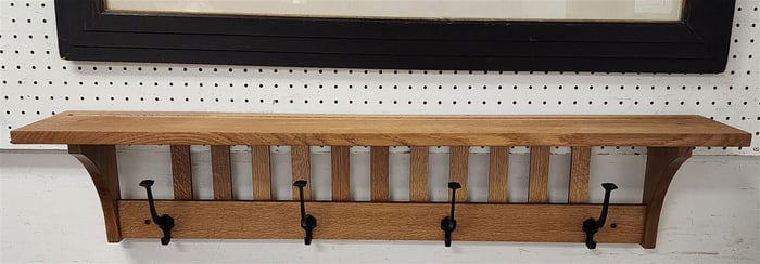 Mission Style Wall Shelf Coat Rack 9" H X 42" W X 7" D