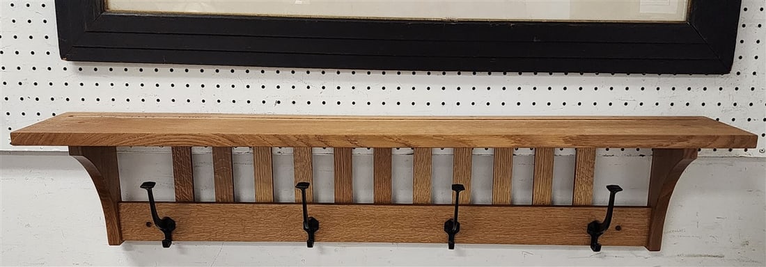 Mission Style Wall Shelf Coat Rack 9" H X 42" W X 7" D (1 of 2)