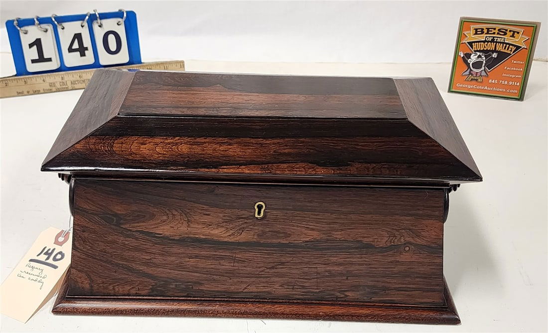 Regency Rosewood Tea Caddy 7" H X 14 1/4" W X 7 3/4" D (1 of 5)