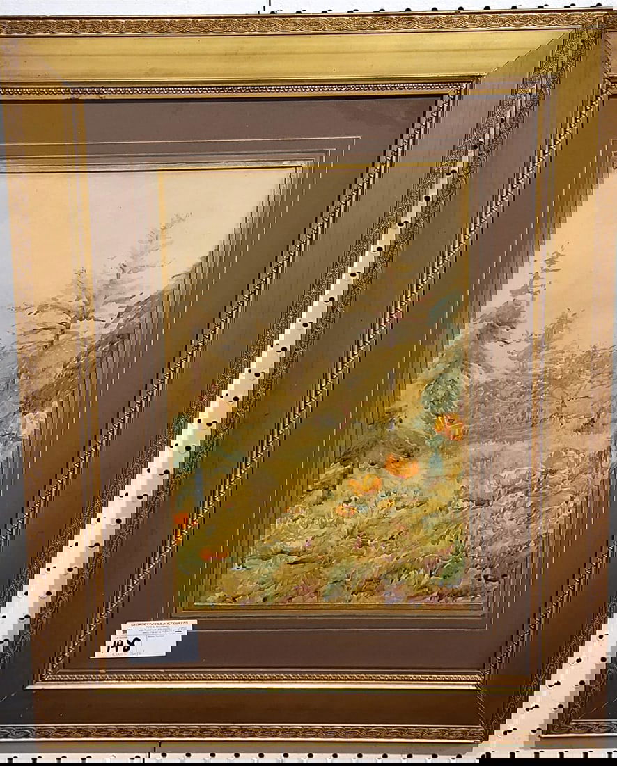 C1900 Watercolor Landscape 17 1/2" X 11 1/2" w/Frame 29" X 23" (1 of 2)