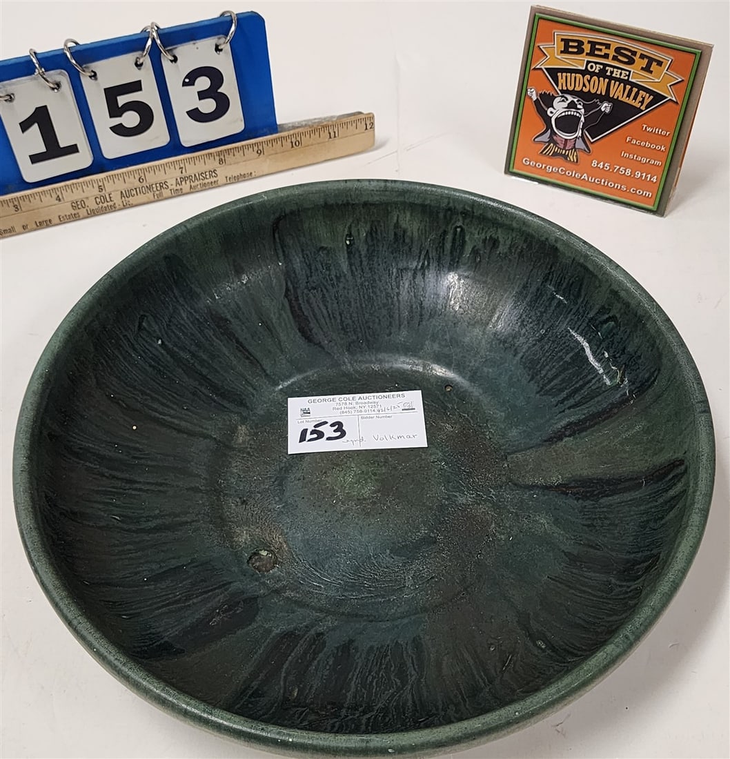 Pottery Bowl Sgnd Volkmar 3" H X 12 1/2" Diam. (From Zulma P. Steele Estate 1979) (1 of 4)