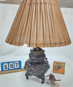 19th C Bronze Vase Made Into Lamp 22"