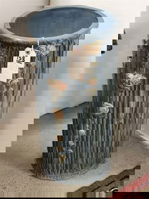 Weller Blue Drapery Umbrella Stand 19 1/2" H X 10 1/2" Diam.