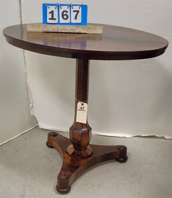 19th C Rosewood Oval Pedestal Base Stand 25" H X 26 1/2" W X 18" D
