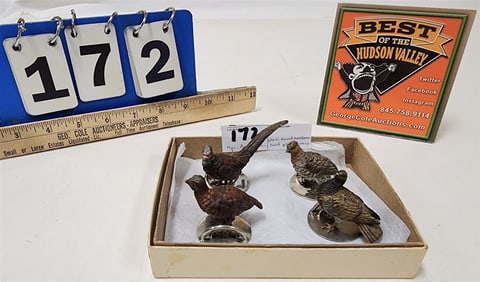Set 4 Austrian Cold Painted Bronze Game Bird Place Card Holders 2" + 1 3/4" (From Zulma P. Steele