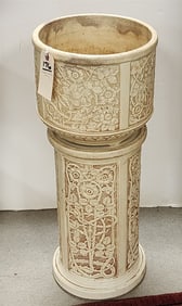 Weller Clinton Ivory Jardenier & Pedestal 25 1/2" H X 10 1/2" Diam.