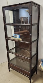 John Widdicomb Faux Bamboo Display Cabinet w/Side Doors & Drawer 64" H X 28" W X 14" D