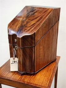 Early 19th C Mahog Knife Box w/Inlay 15 1/2" H X 9 1/2" W X 12" D