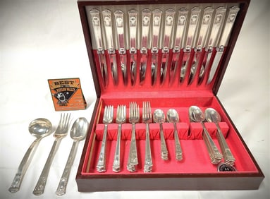 63 Pc. Tiffany Sterling San Lorenzo Flatware 93.84 ozT. (Weight Does Not Include 12 Knives)