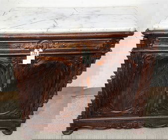 Victorian Rosewood Marble Top Cabinet 1 Drawer Over 2 Doors 33" H X 36" W X 18" D - Marble Top Was