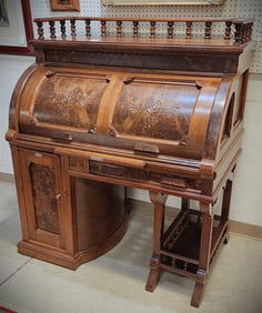 Wooton Walnut Patent Rotary Desk 53" H X 45" W X 29" D