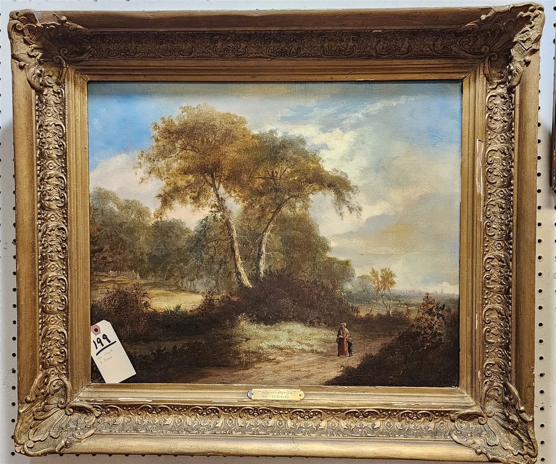 19th C O/C Landscape "Homewards" Sgnd Hurbert Bond 18 3/4" X 23" w/Frame 24" X 28" (1 of 4)