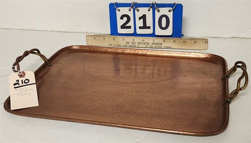 Vintage Gustav Stickey Craftsman Workshop Copper Tray w/Brass Handles 15 1/2" X 12" (From Zulma P.