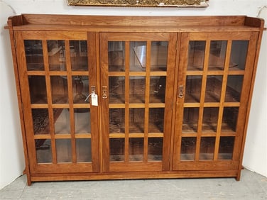 Stickley Mission Style Cherry 3 Door Bookcase 55 1/2" H X 76 1/2" W X 12" D