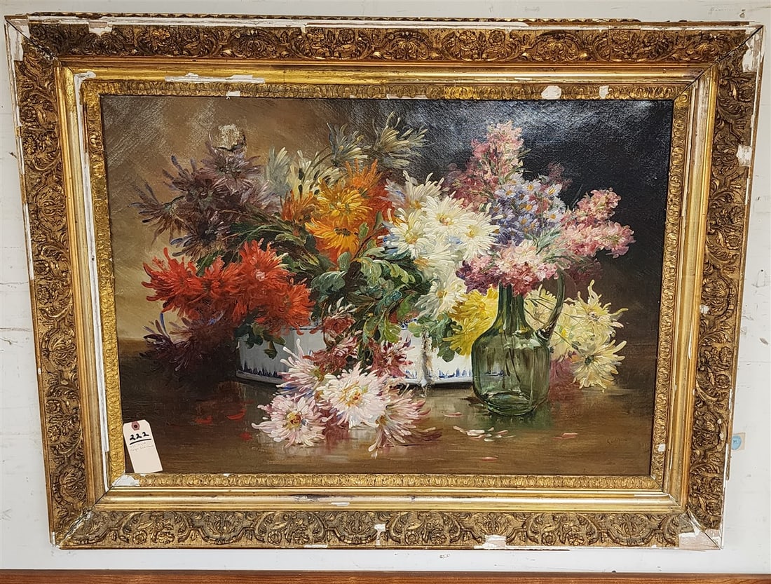 Framed O/C Floral Still Life By Roger Godchauk 25 5/8" X 3' w/Frame 34" X 45" (1 of 3)