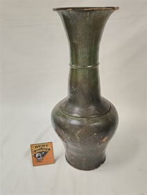 Han Dynasty Green Glaze Vase 25" Aquired By Herman Jalmer, Scout For Parish Watson - (2" X 1" Chip