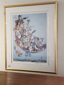 Framed Litho "Magic Carpet" Pencil Sgnd Obican 879/1000 w/Cert. 26" X 19" w/Frame 34" X 27 1/2"