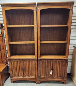 Pr. Mission Style Oak Bookcase 2 Door Cabinets 6'7" H X 30" W X 13 1/2" D