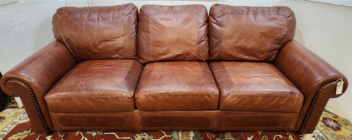 Craftsman Leather Sofa By Stickley 39" H X 8' L X 21 1/2" D