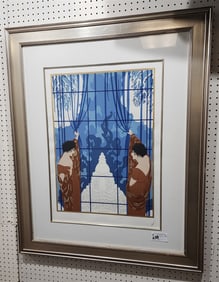 Framed Erte Art Serigraph "Winters Arrival" Pencil Sgnd 114/300 28 1/2" X 20 1/2" w/Frame 43" X 35"